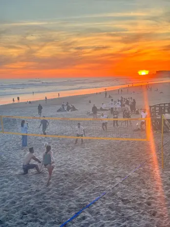 Beach volleyball action in Lisbon