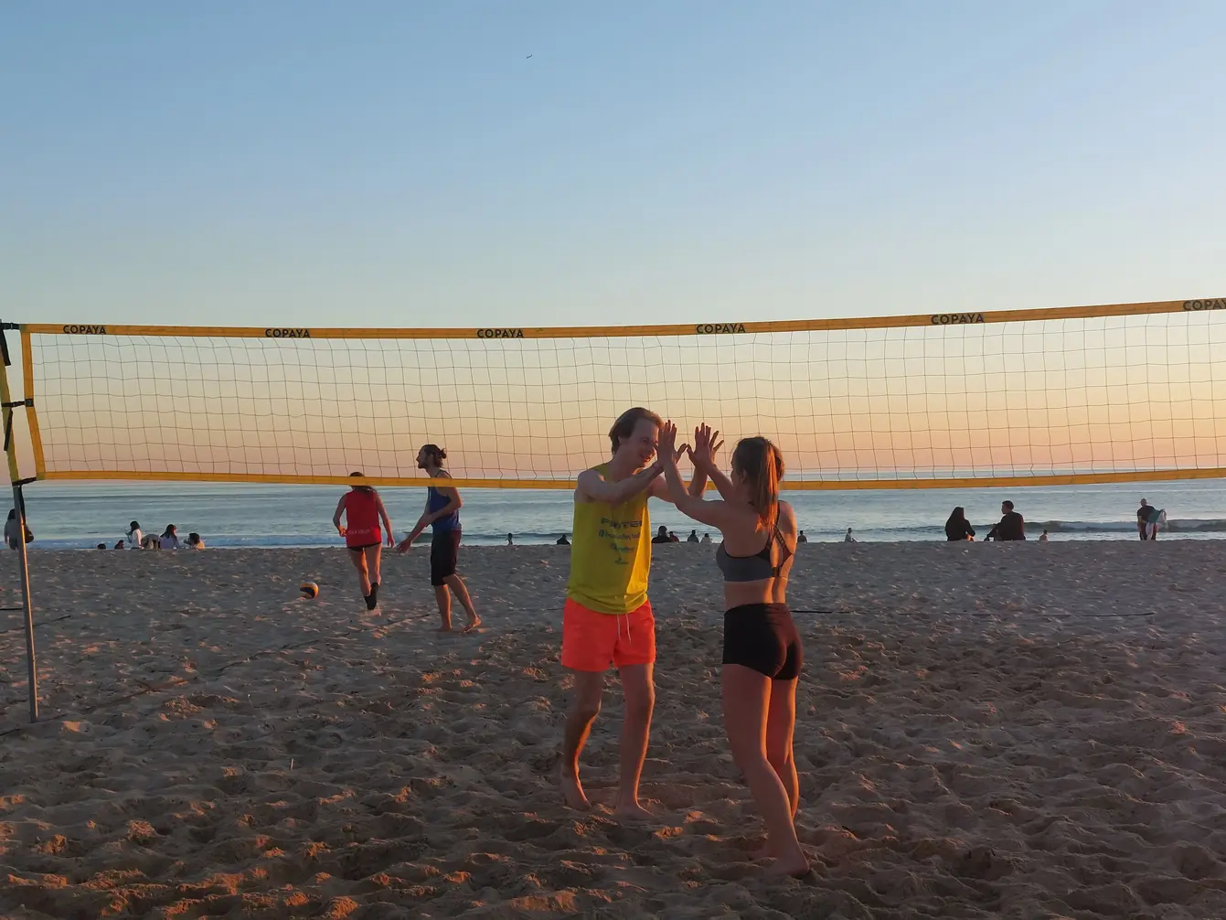 Beach volleyball action in Lisbon